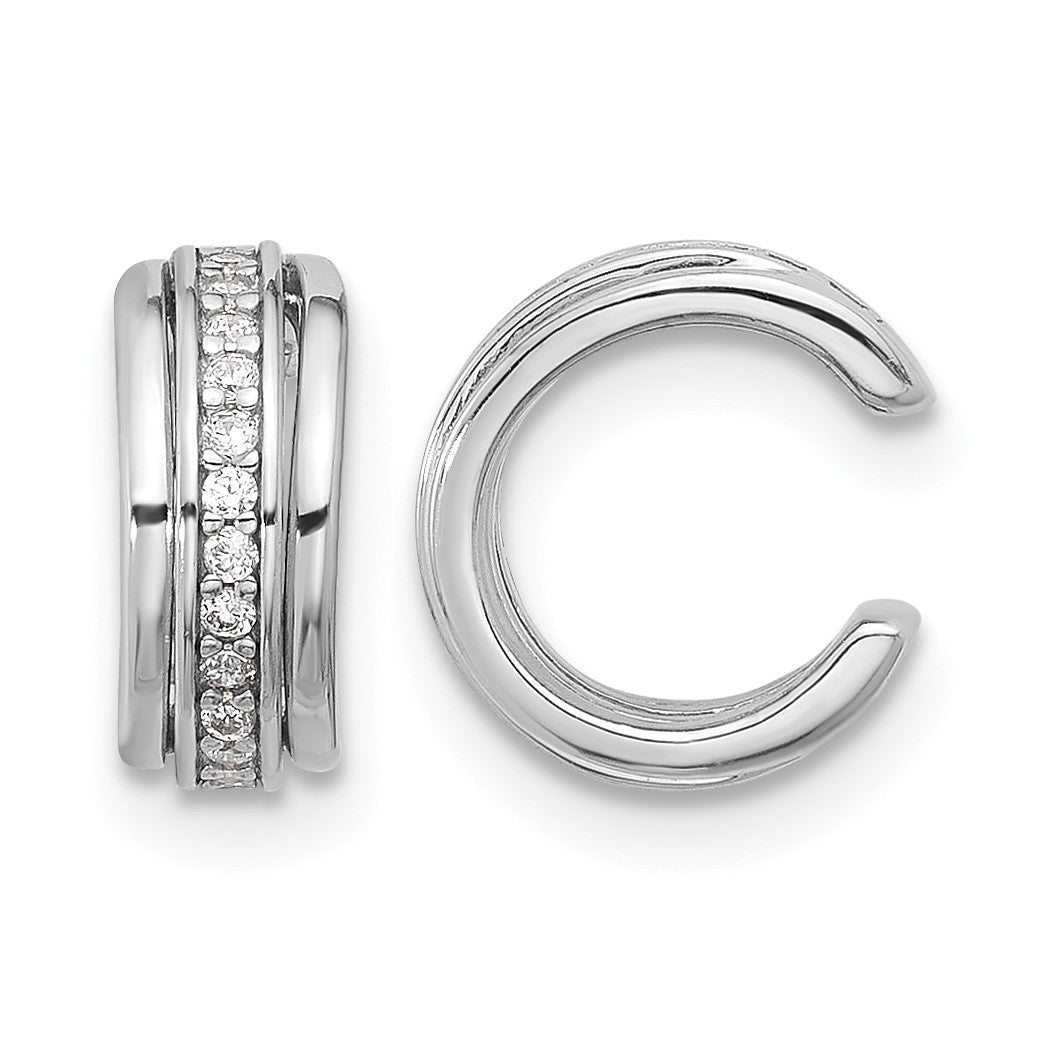 Sterling Silver Rhodium-plated Polished CZ Pair of 2 Cuff Earrings