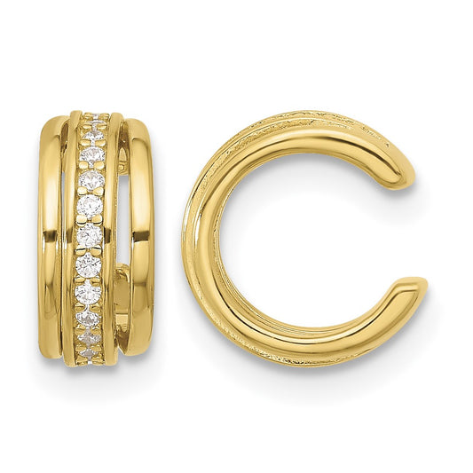 Sterling Silver Gold-plated Polished CZ Pair of 2 Cuff Earrings