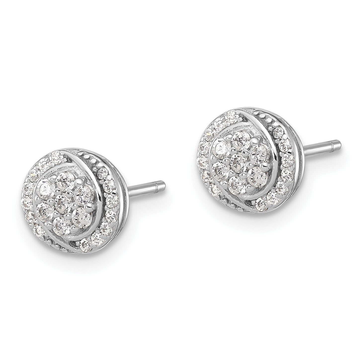 Sterling Silver Rhodium-plated Polished Cluster Pav� CZ Post Earrings