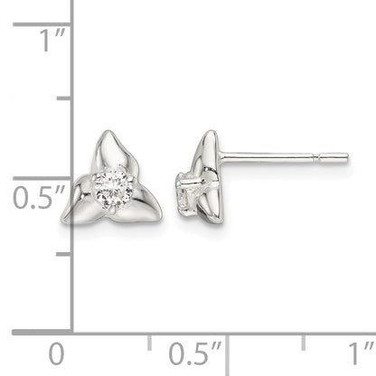 Sterling Silver Polished Triangular CZ Post Earrings