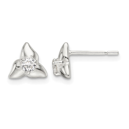 Sterling Silver Polished Triangular CZ Post Earrings