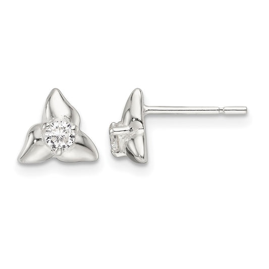 Sterling Silver Polished Triangular CZ Post Earrings