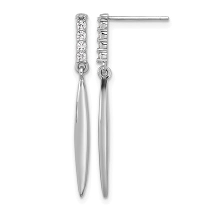 Sterling Silver Rhodium-plated Polished CZ Post Dangle Earrings