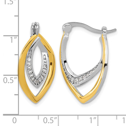 Sterling Silver Rhodium-plated Gold-tone Polished CZ Fancy Hoop Earrings