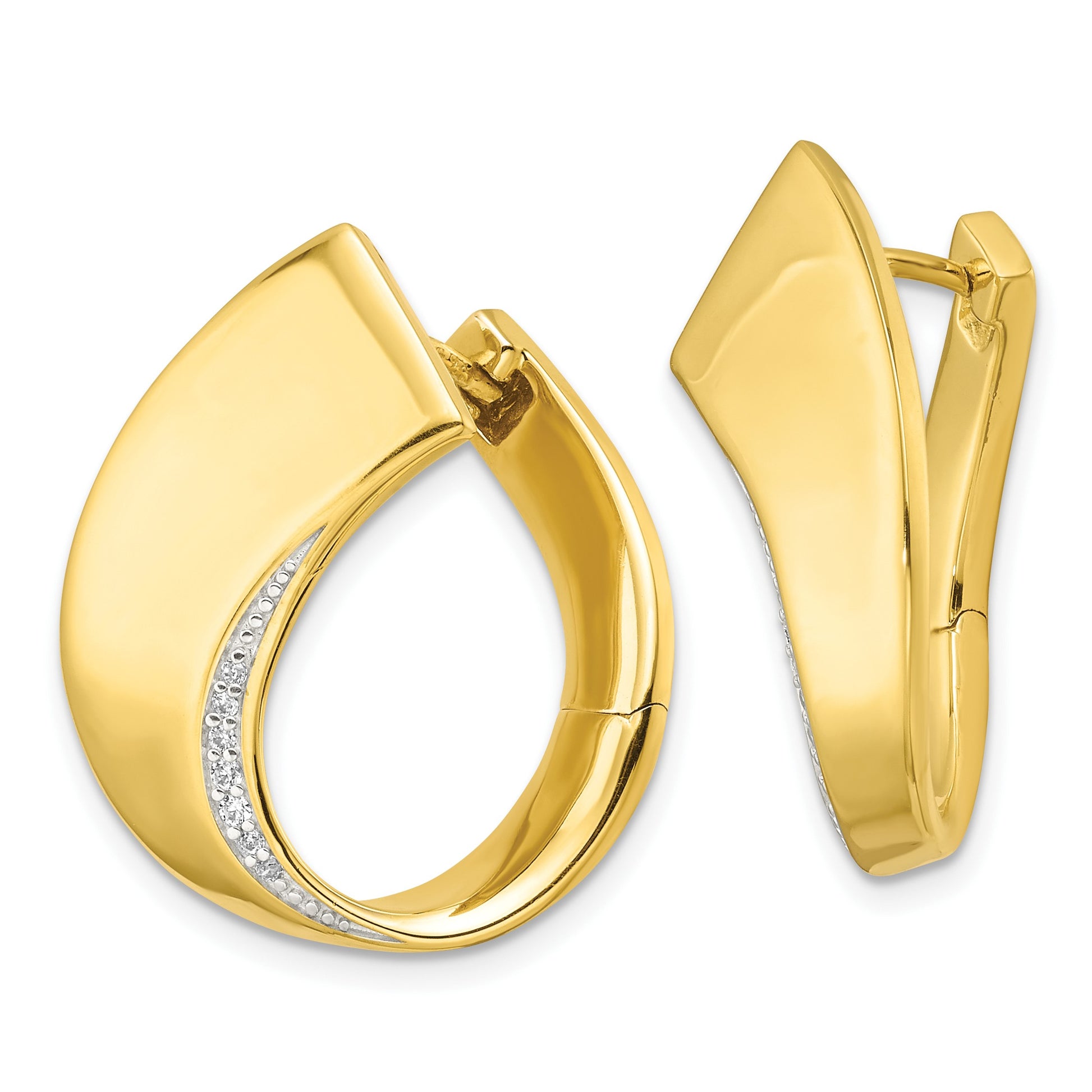 Sterling Silver Gold-tone Polished Fancy CZ Earrings