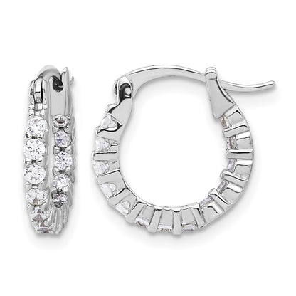 Sterling Silver Rhodium-plated 2mm CZ In/Out Hoop Earrings