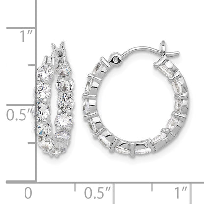 Sterling Silver Rhodium-plated In and Out CZ Hoop Earrings