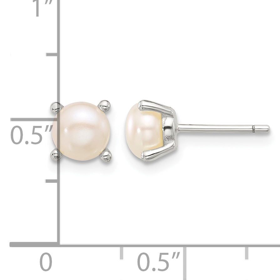 Sterling Silver E-Coating 6mm FWC Pearl Post Earrings