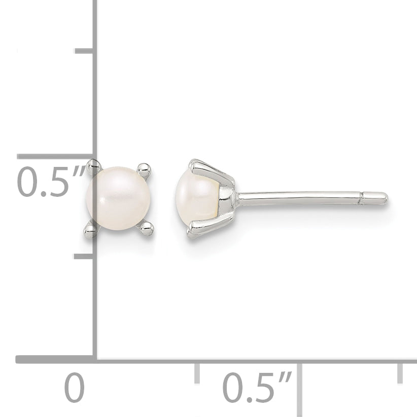 Sterling Silver E-Coating 4mm FWC Pearl Post Earrings