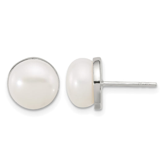 Sterling Silver Polished Freshwater Cultured Pearl Post Earrings