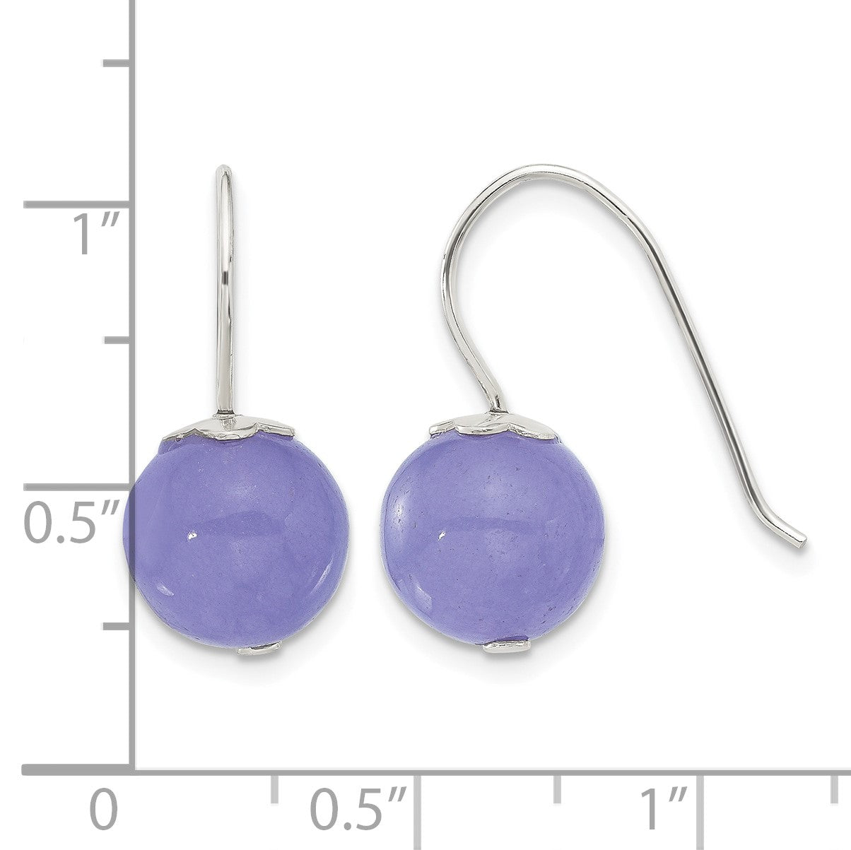 Sterling Silver Polished 10mm Periwinkle Jade Dangle Earrings