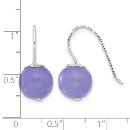 Sterling Silver Polished 10mm Periwinkle Jade Dangle Earrings