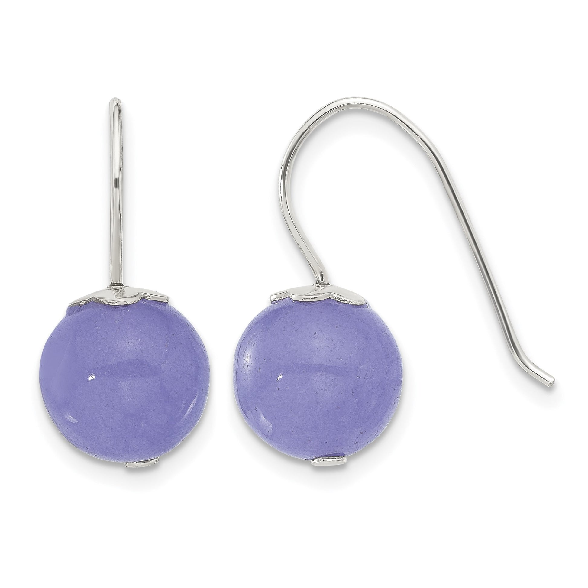 Sterling Silver Polished 10mm Periwinkle Jade Dangle Earrings