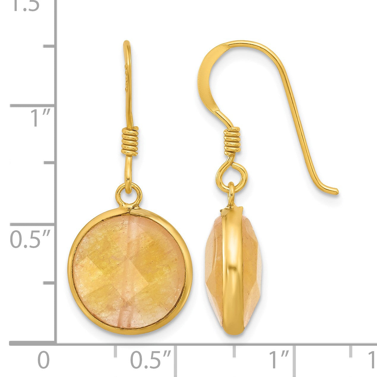 Sterling Silver Gold-plated Polished Round Red Aventurine Dangle Earrings
