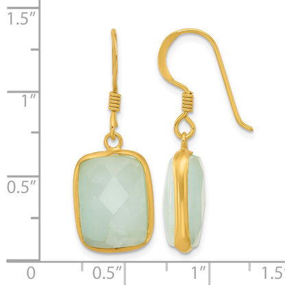 Sterling Silver Gold-plated Polished Rectangular Amazonite Dangle Earrings