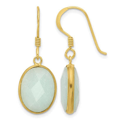 Sterling Silver Gold-plated Polished Oval Amazonite Dangle Earrings