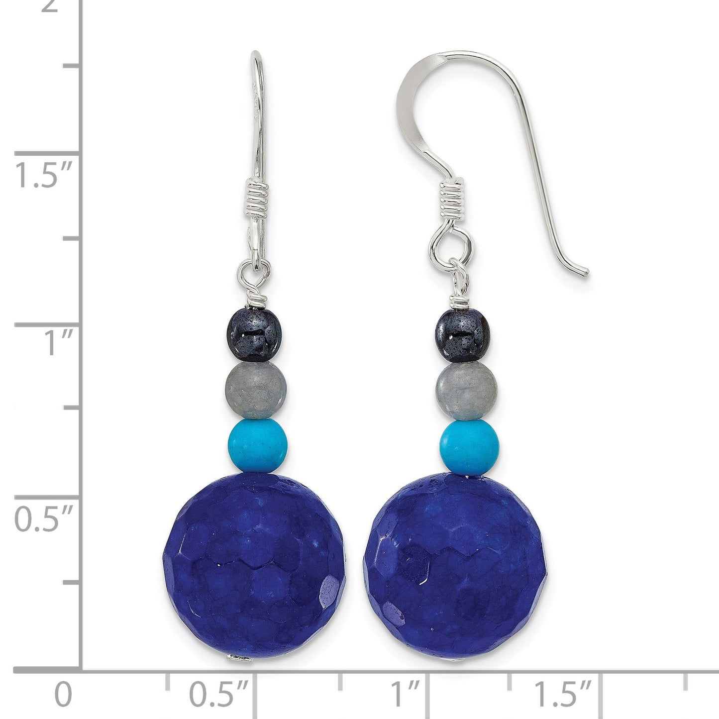 Sterling Silver Hematite/Agate/Quartz/Recon. Magnesite Dangle Earrings