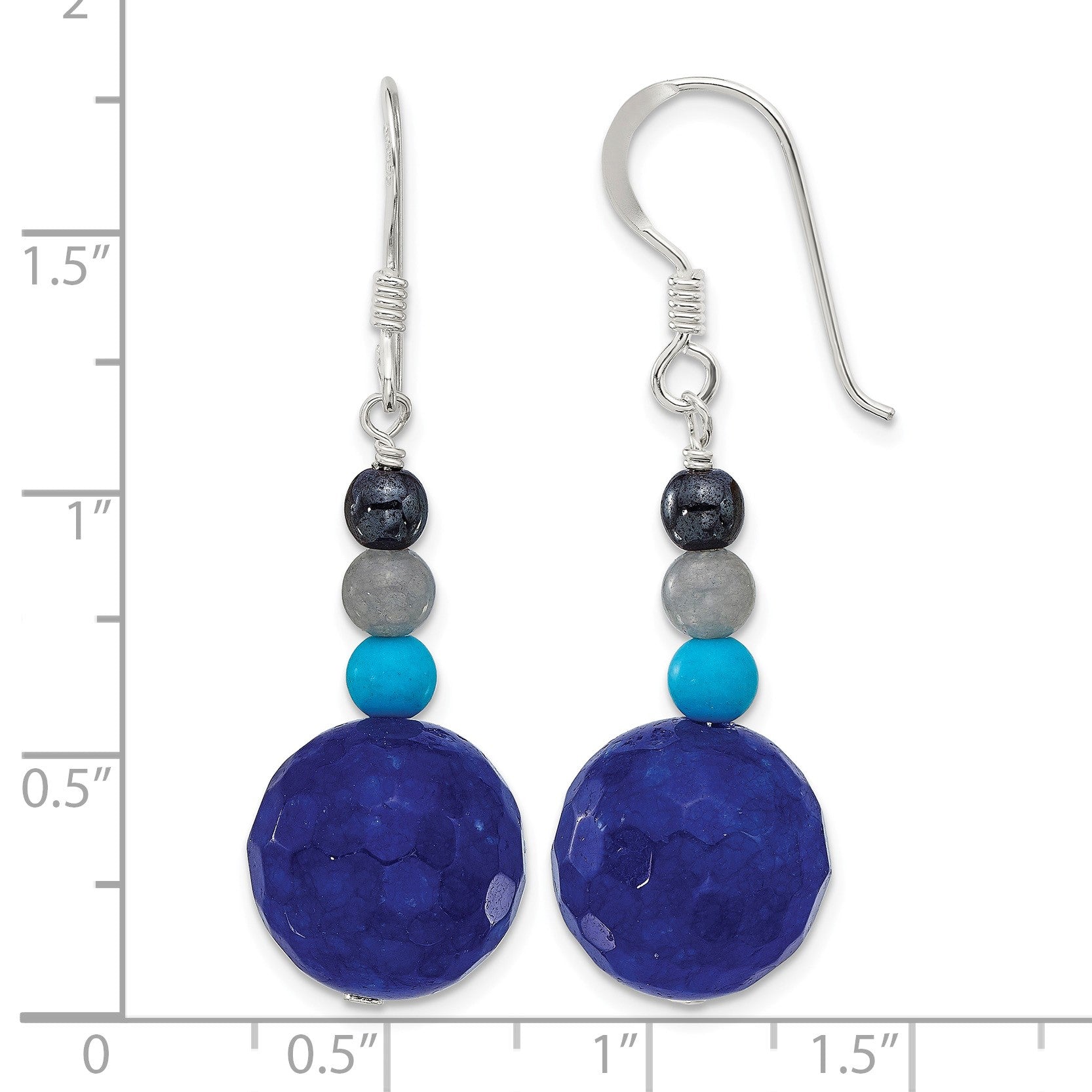 Sterling Silver Hematite/Agate/Quartz/Recon. Magnesite Dangle Earrings