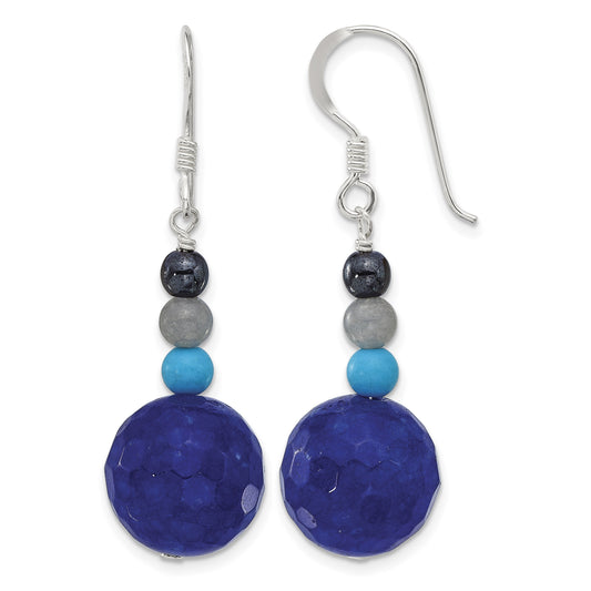 Sterling Silver Hematite/Agate/Quartz/Recon. Magnesite Dangle Earrings