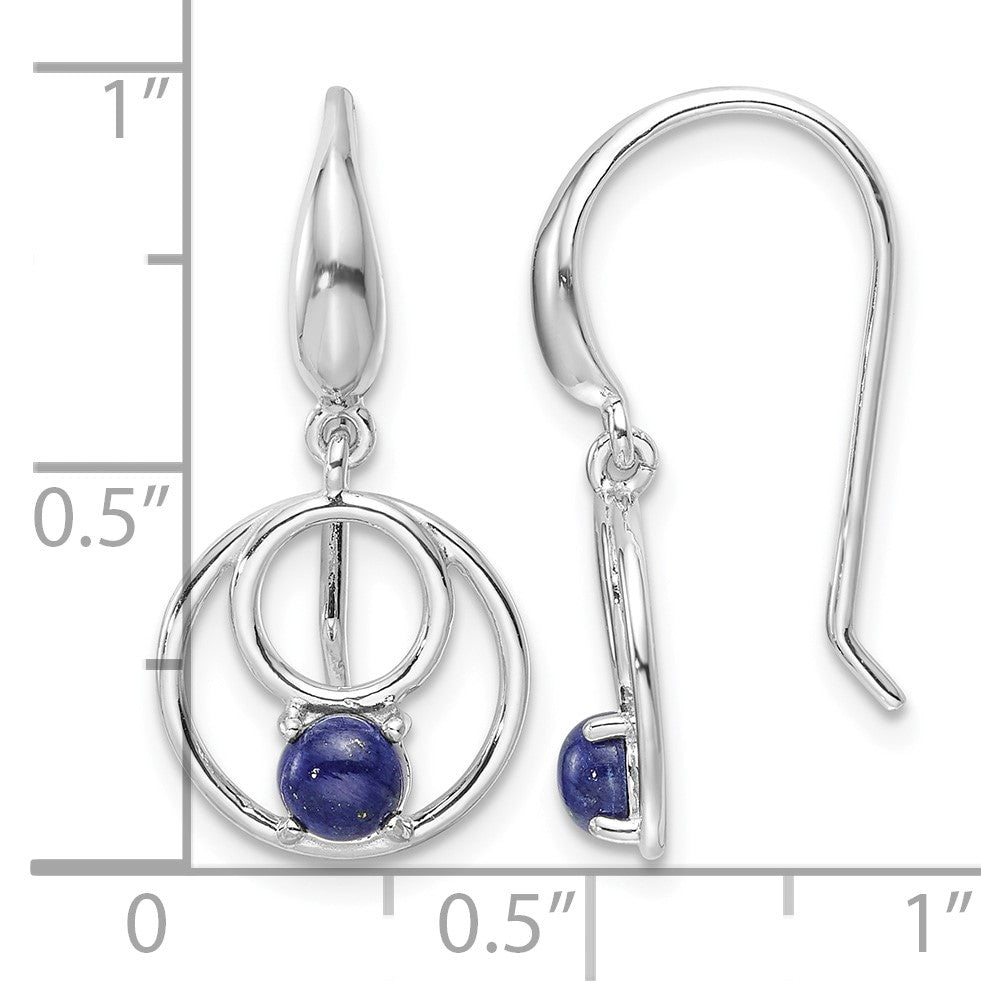 Sterling Silver Rhodium-plated Polished Lapis Circles Dangle Earrings