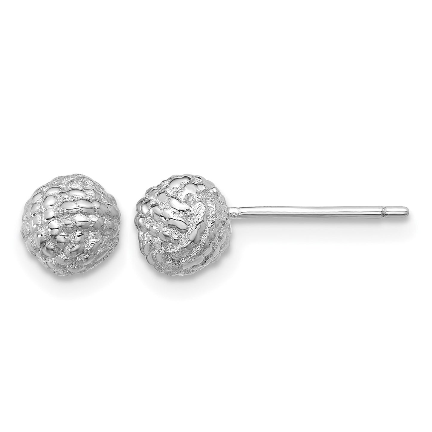 Sterling Silver Rh-plated Polished / Textured 6mm Love Knot Post Earrings