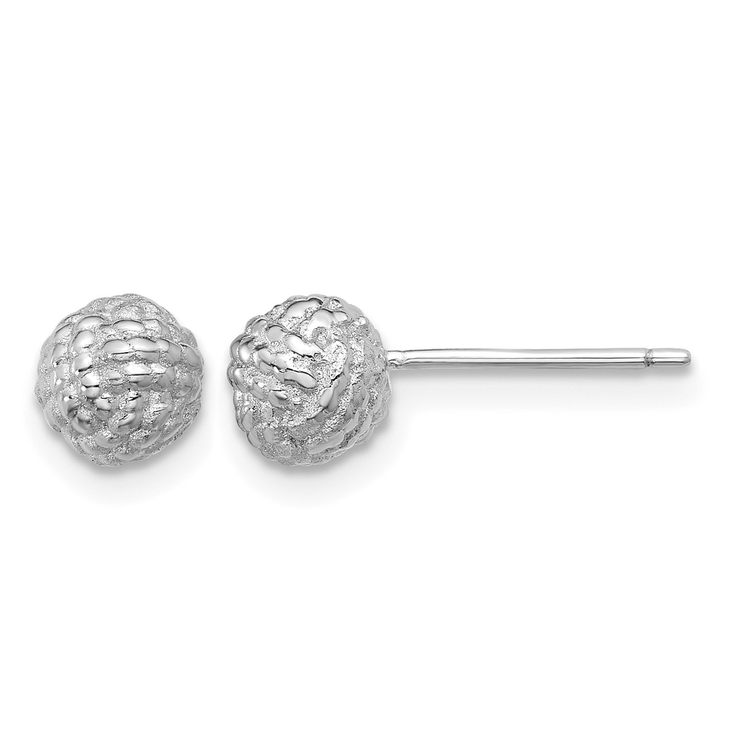 Sterling Silver Rh-plated Polished / Textured 6mm Love Knot Post Earrings