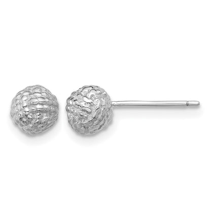Sterling Silver Rh-plated Polished / Textured 6mm Love Knot Post Earrings