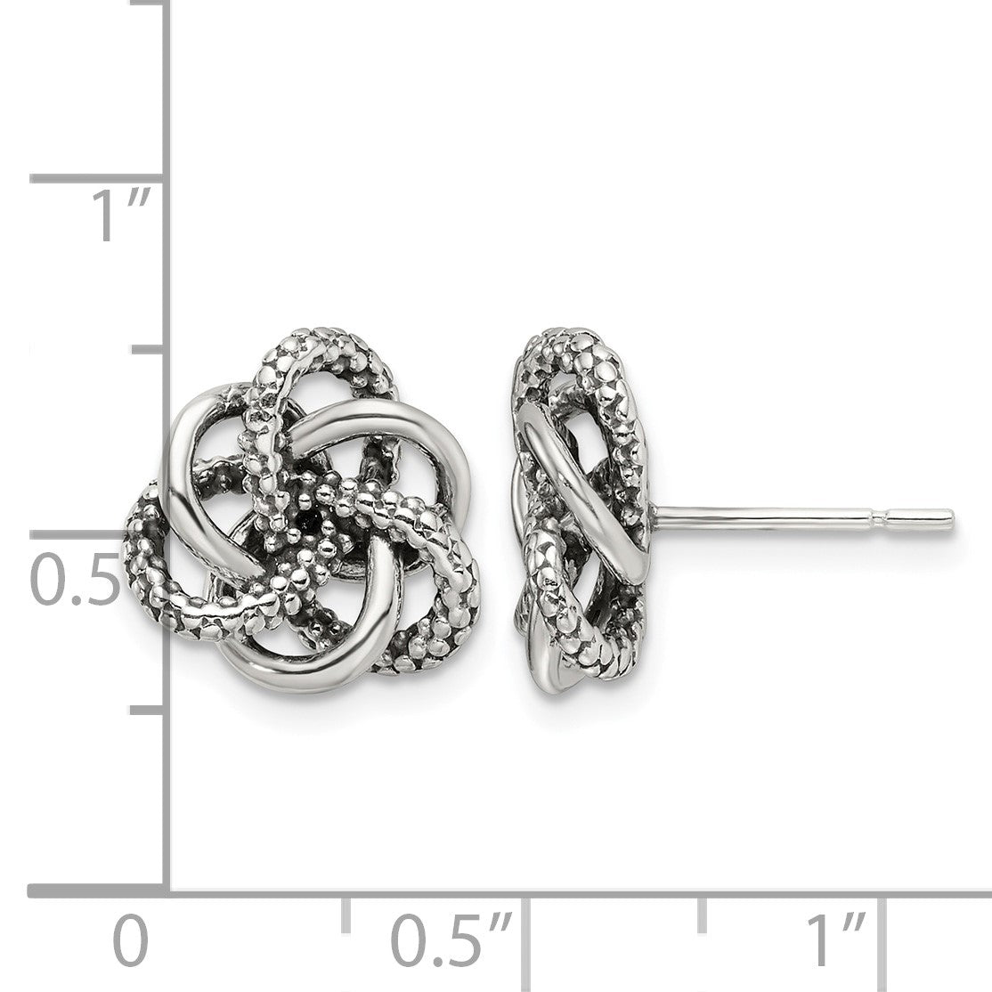 Sterling Silver Antiqued and Polished Love Knot Post Earrings