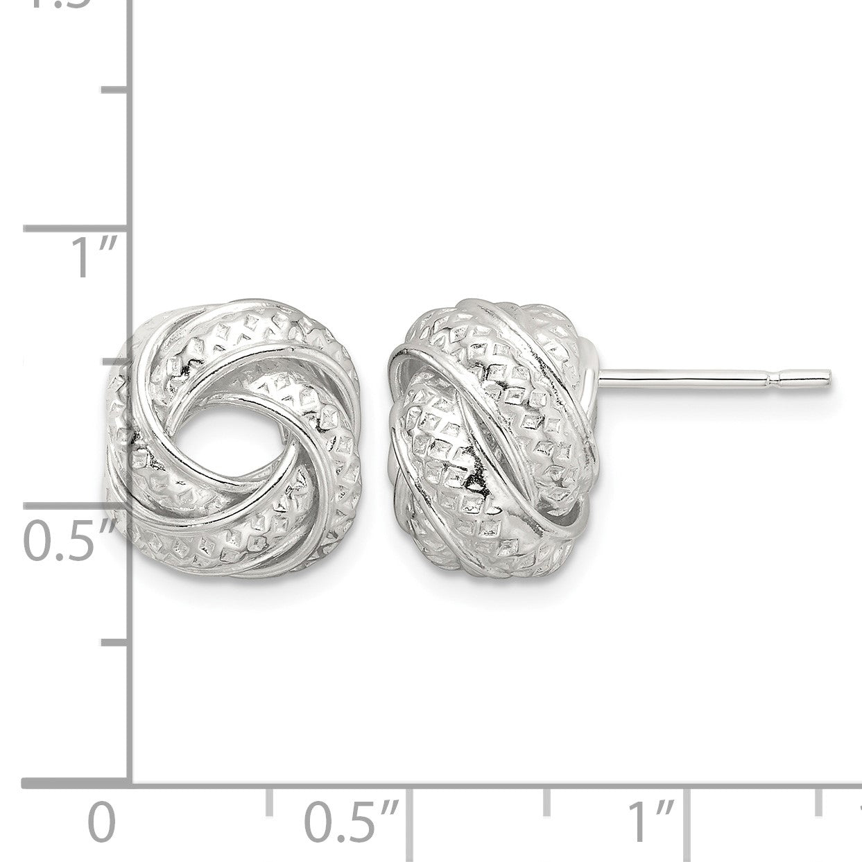 Sterling Silver Polished and Textured Love Knot Post Earrings
