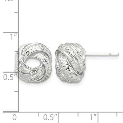 Sterling Silver Polished and Textured Love Knot Post Earrings
