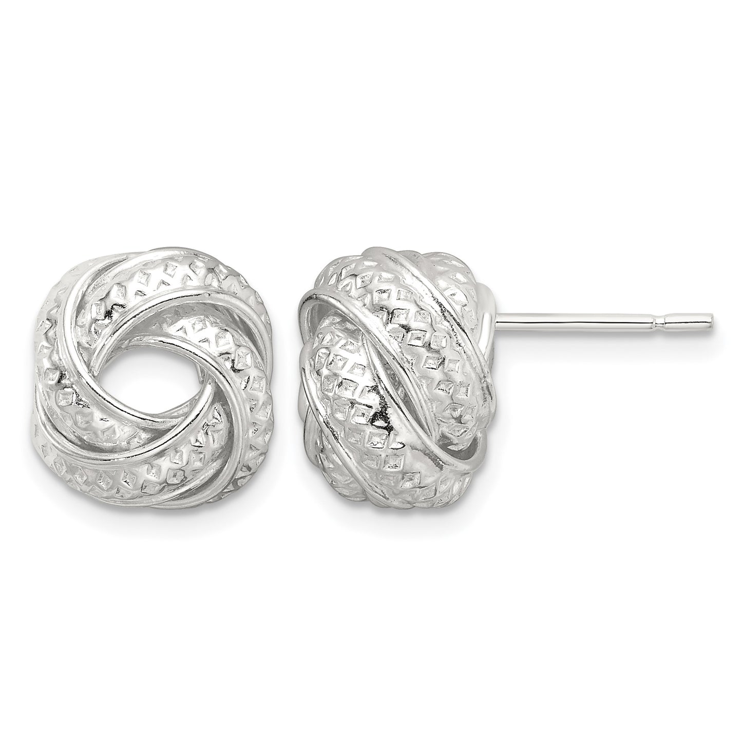 Sterling Silver Polished and Textured Love Knot Post Earrings