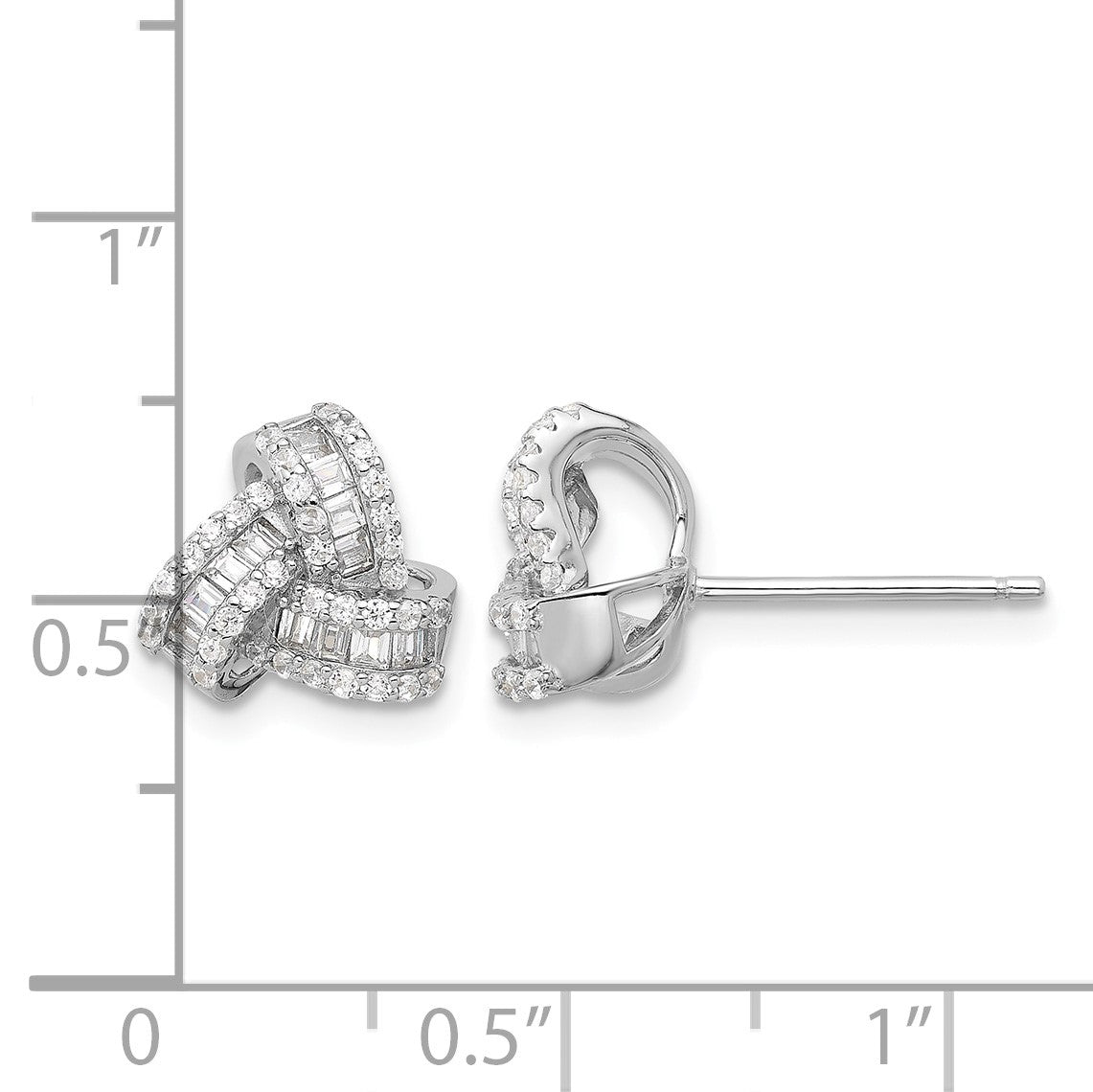 Sterling Silver Rhodium-plated CZ Love Knot Post Earrings