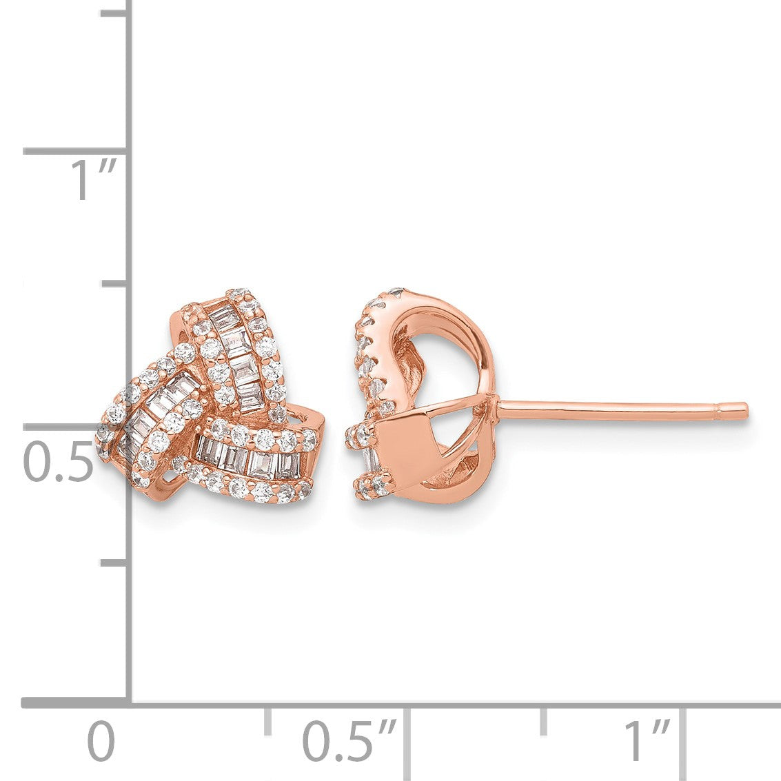 Sterling Silver Rose-tone CZ Love Knot Post Earrings