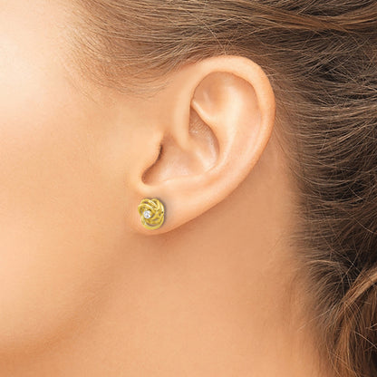 Affordable Expressions Sterling Silver Gold-tone Love Knot CZ Stud Earrings