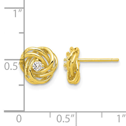 Affordable Expressions Sterling Silver Gold-tone Love Knot CZ Stud Earrings