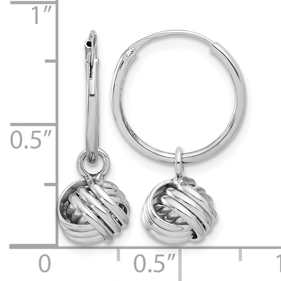 Sterling Silver Rhodium-plated Love Knot Dangle Eternity Hoop Earrings