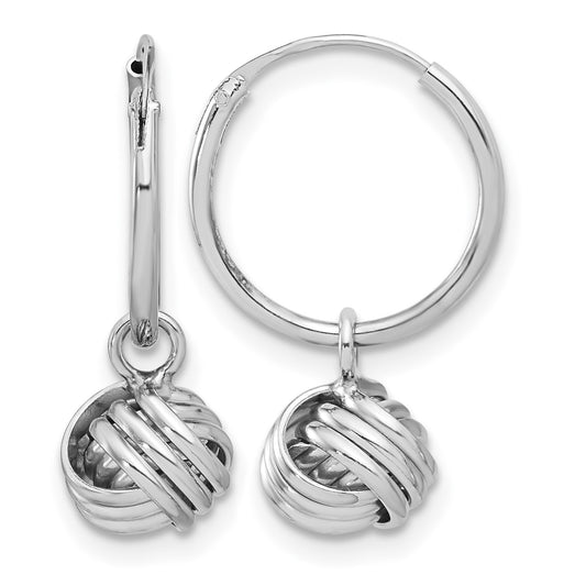 Sterling Silver Rhodium-plated Love Knot Dangle Eternity Hoop Earrings