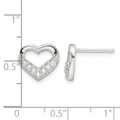 Sterling Silver Polished CZ Heart Post Earrings