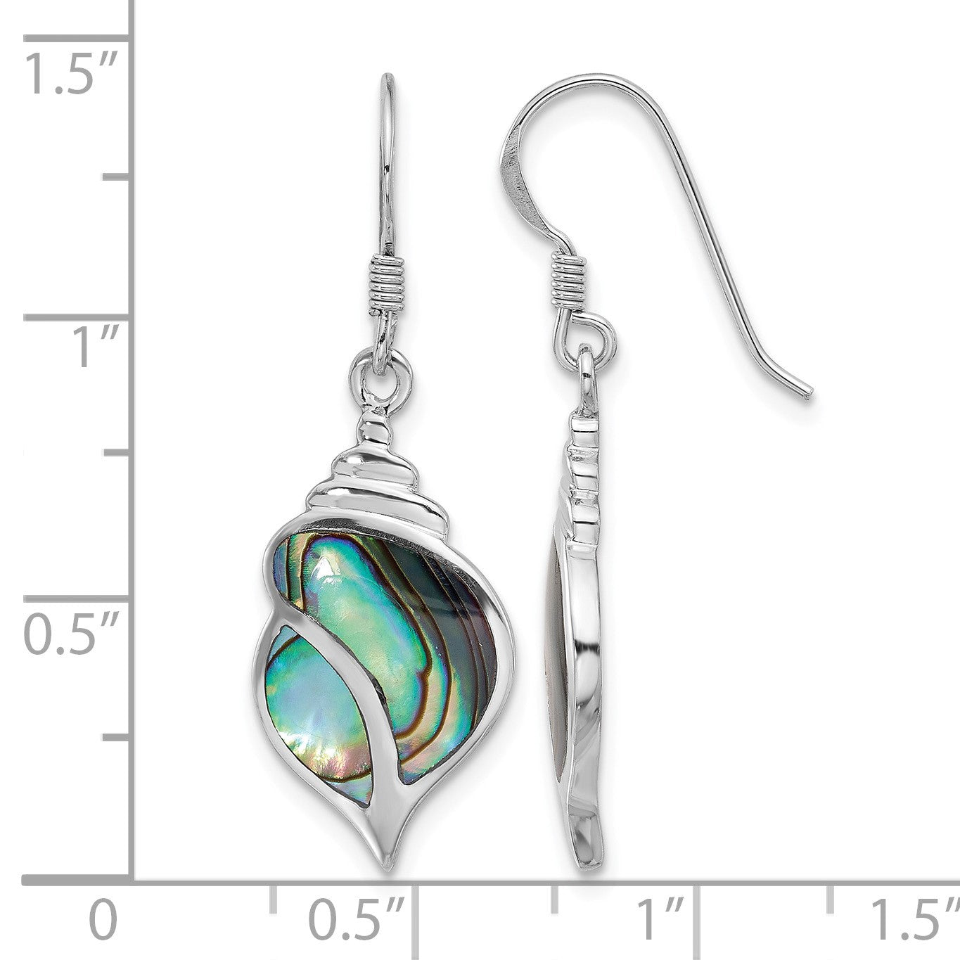 Sterling Silver Rhodium-Plated Polished Abalone Dangle Shell Earrings