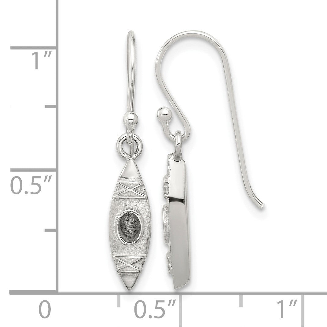 Sterling Silver Polished Canoe / Kayak Dangle Earrings
