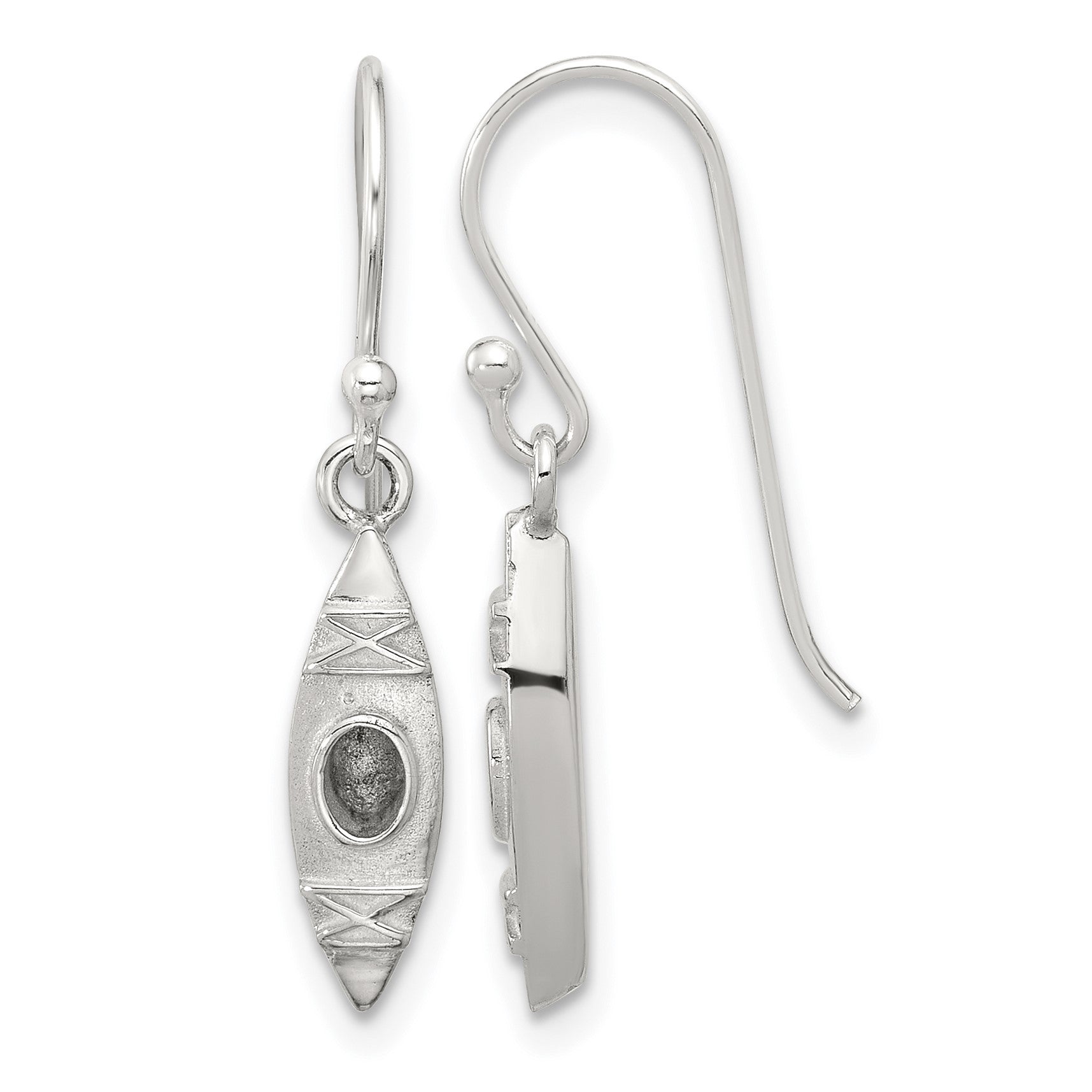Sterling Silver Polished Canoe / Kayak Dangle Earrings