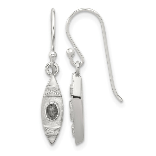Sterling Silver Polished Canoe / Kayak Dangle Earrings