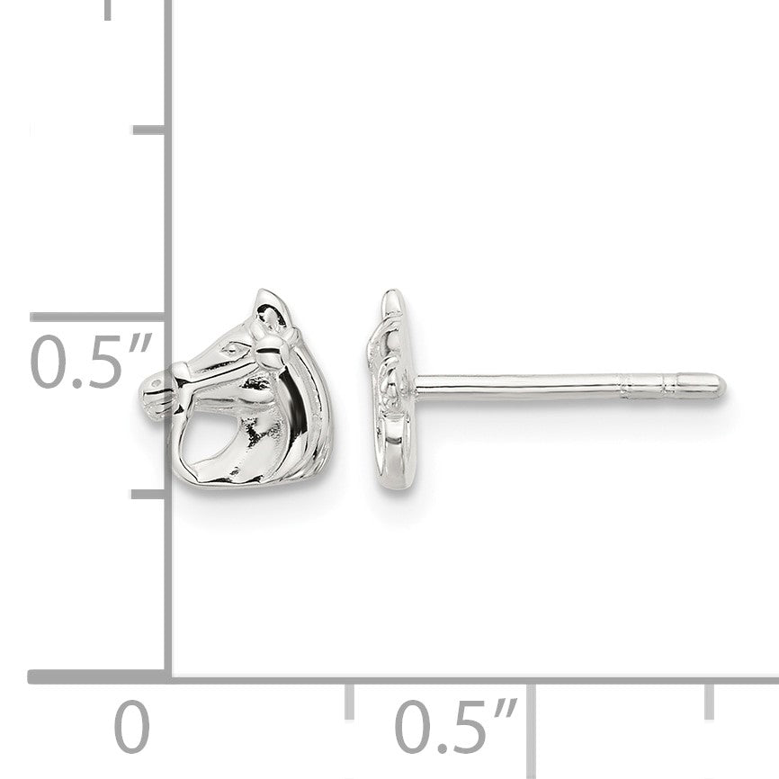 Sterling Silver E-coated Horse Post Earrings