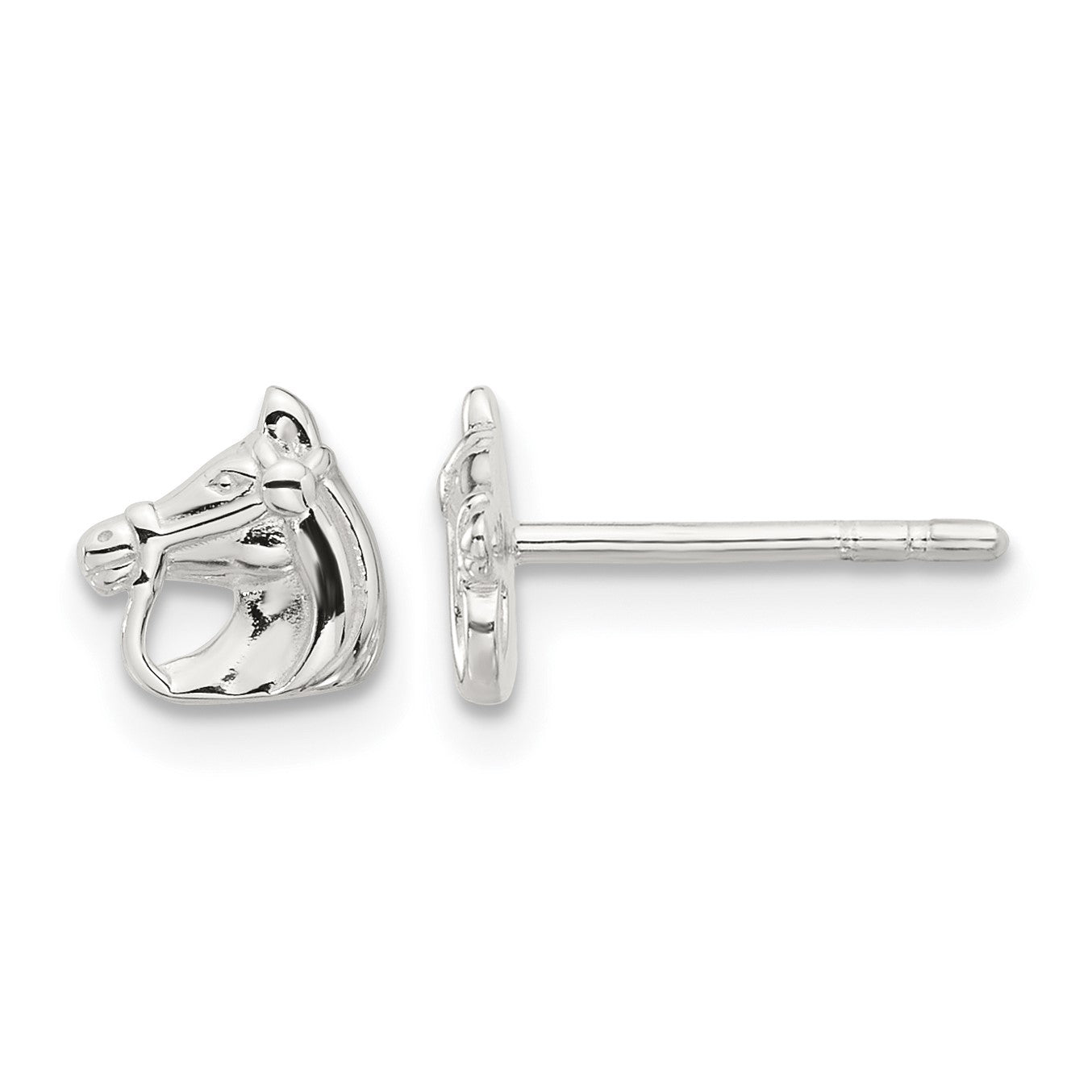 Sterling Silver E-coated Horse Post Earrings