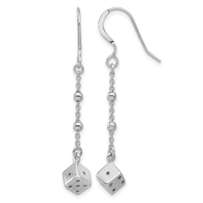 Sterling Silver Rhodium-plated Dice and Beads Dangle Earrings