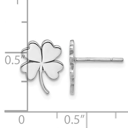 Sterling Silver Rhodium-plated Polished Clover Post Earrings