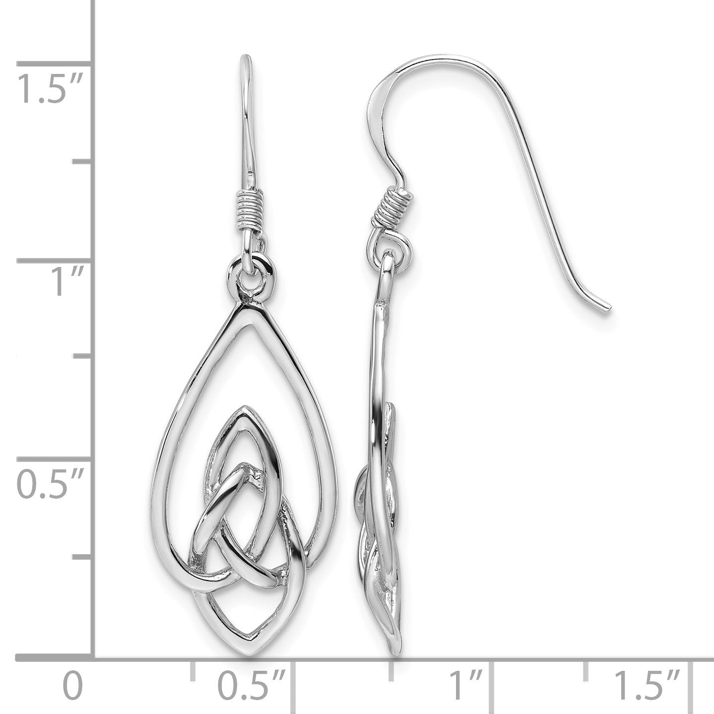 Sterling Silver Rhodium-Plated Polished Dangle Celtic Knot Design Earrings