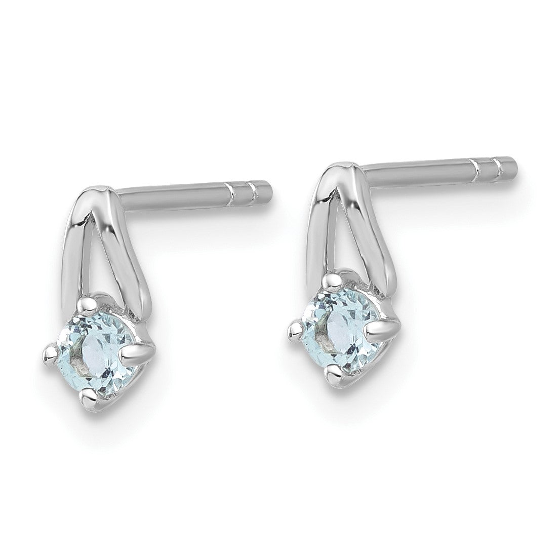 Sterling Silver Rhodium-plated Swiss Blue Topaz Post Earrings
