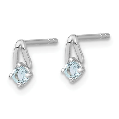 Sterling Silver Rhodium-plated Swiss Blue Topaz Post Earrings