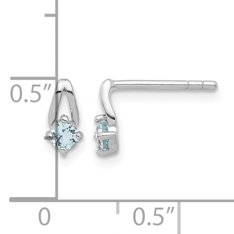 Sterling Silver Rhodium-plated Swiss Blue Topaz Post Earrings